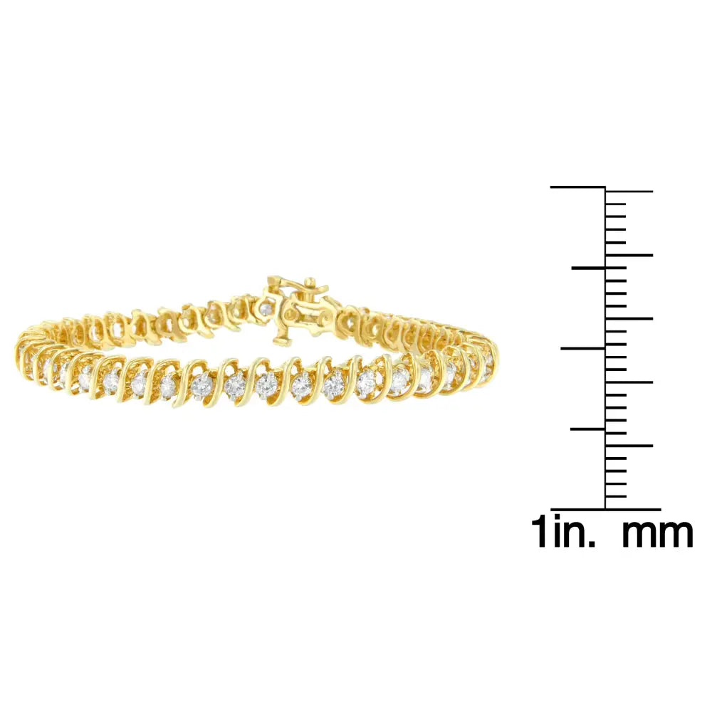3.00ctw round diamond spiral link bracelet in 14k yellow gold bijoux-nyc direct