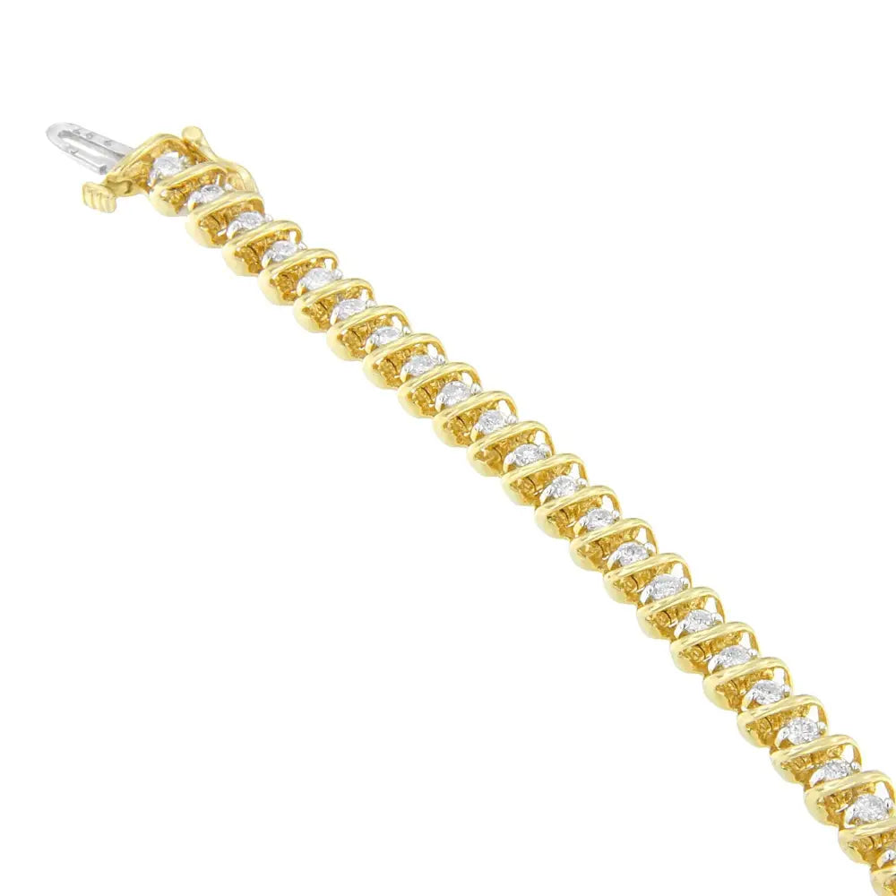 3.00ctw round diamond spiral link bracelet in 14k yellow gold bijoux-nyc direct