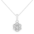 14k white gold 1/2 cttw diamond floral cluster pendant necklace bijoux-nyc direct