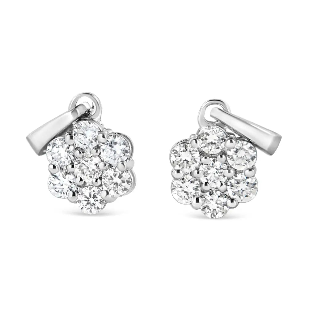 14k white gold 1/2 cttw diamond floral cluster pendant necklace bijoux-nyc direct