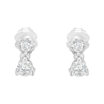 14KT White Gold 1/2 cttw Double Diamond Dangle Stud Earrings (H-I, I1-I2) - Bijoux-NYC Direct