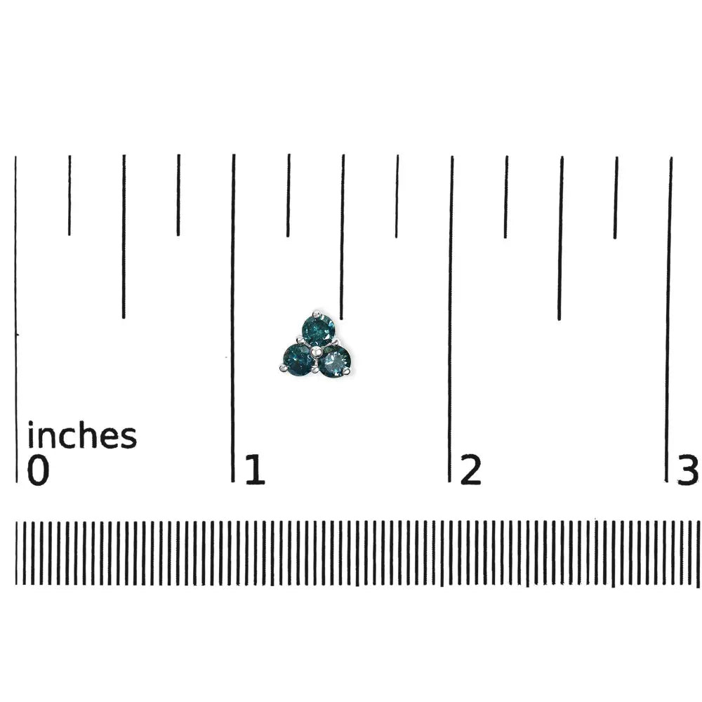 14KT White Gold Treated Blue Diamond Trio Stud Earrings (1 1/3 cttw, Blue) - Bijoux-NYC Direct