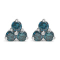 14kt white gold 1 1/3 cttw blue treated diamond trio stud earrings bijoux-nyc direct