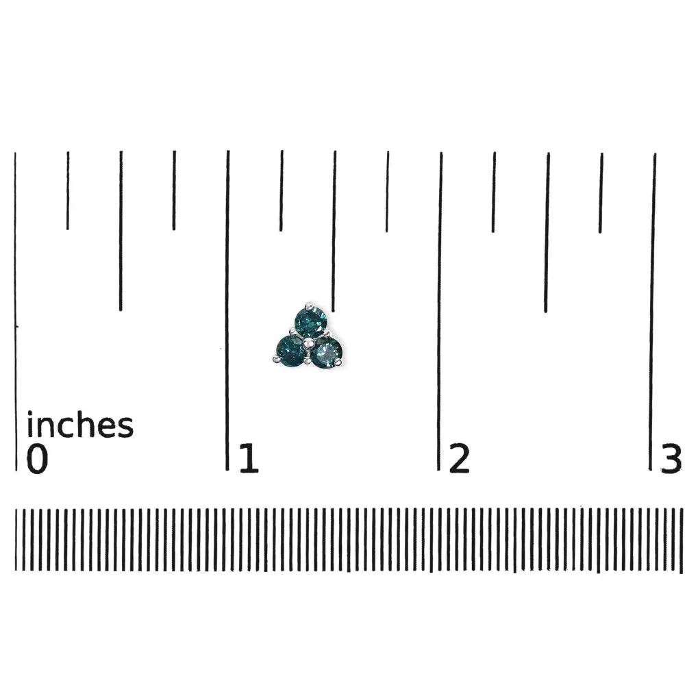 14kt white gold 1 1/3 cttw blue treated diamond trio stud earrings bijoux-nyc direct