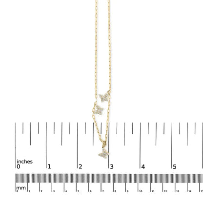 14kt yellow gold 1/2 cttw diamond butterfly station paperclip necklace (i j color i1 i2 clarity) adjustable 15’’ 17’’ inches