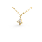14kt yellow gold 1/2 cttw diamond butterfly station paperclip necklace (i j color i1 i2 clarity) adjustable 15’’ 17’’ inches