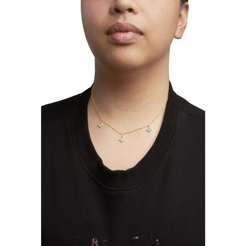 14kt yellow gold 1/2 cttw diamond butterfly paperclip necklace 15-17 bijoux-nyc direct