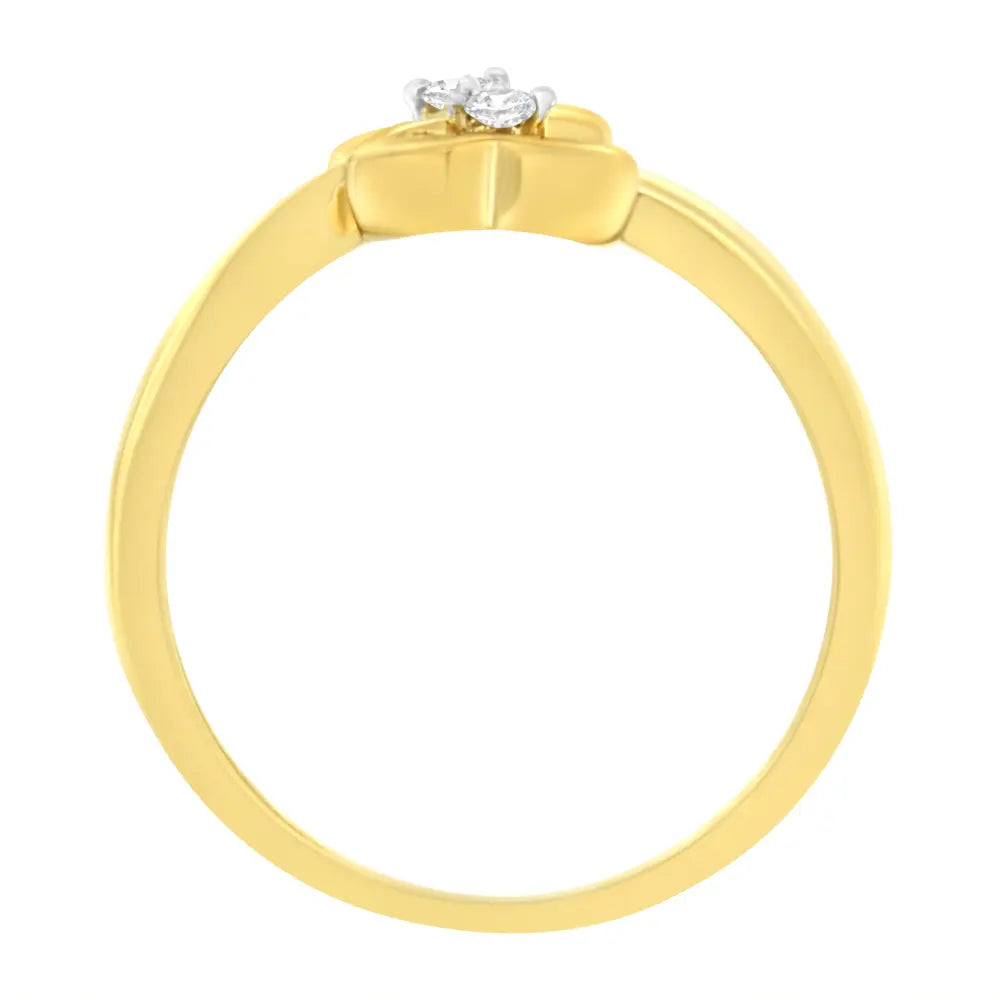 14KT Yellow Gold 1/20 ctw. Dual Heart Diamond Ring (K-L, I1-I2) - Bijoux-NYC Direct
