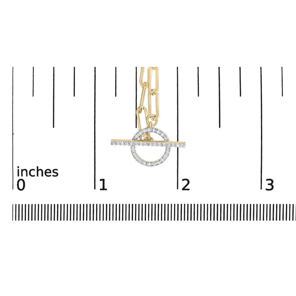 14kt yellow gold 1/4 cttw diamond toggle clasp paperclip link necklace (i j color i1 i2 clarity) 18’’ inches