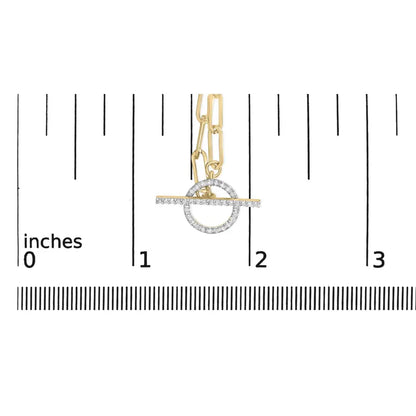 14kt yellow gold 1/4 cttw diamond toggle clasp paperclip link necklace (i j color i1 i2 clarity) 18’’ inches