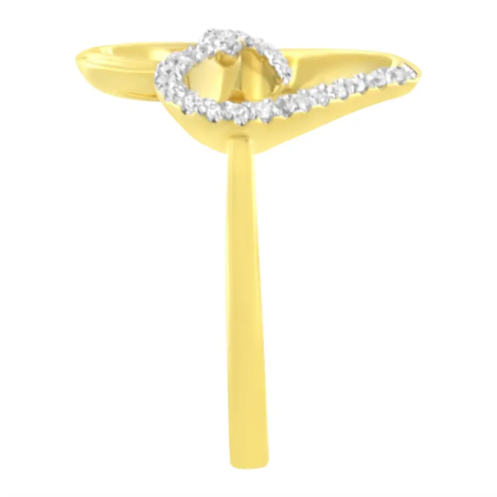 14kt yellow gold diamond heart pave ring 1/10 ctw bijoux-nyc direct