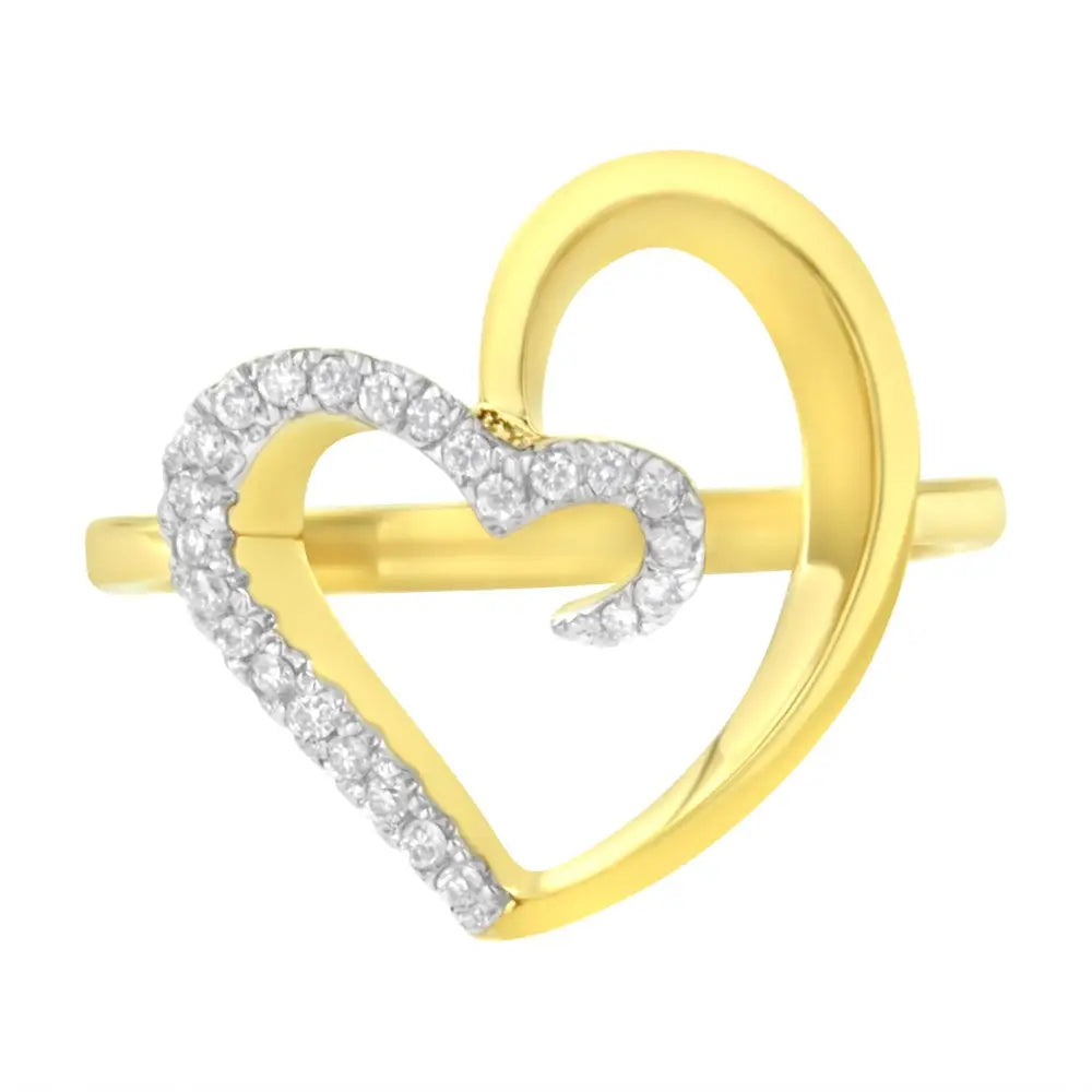 14kt yellow gold diamond heart pave ring 1/10 ctw bijoux-nyc direct