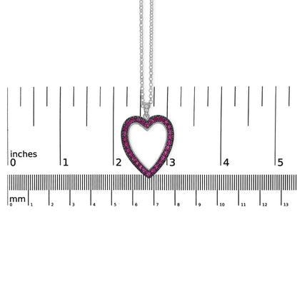 18k 1/3 cttw diamond and red ruby open heart with black rhodium 18’’ pendant necklace (g h color vs2 si1 clarity)