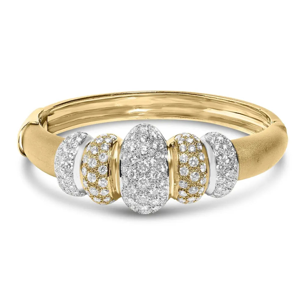 18K Gold 6.00 Cttw Diamond Graduating Dome Bangle Bracelet (G-H Color, VS2-SI1 Clarity) - Bijoux-NYC Direct
