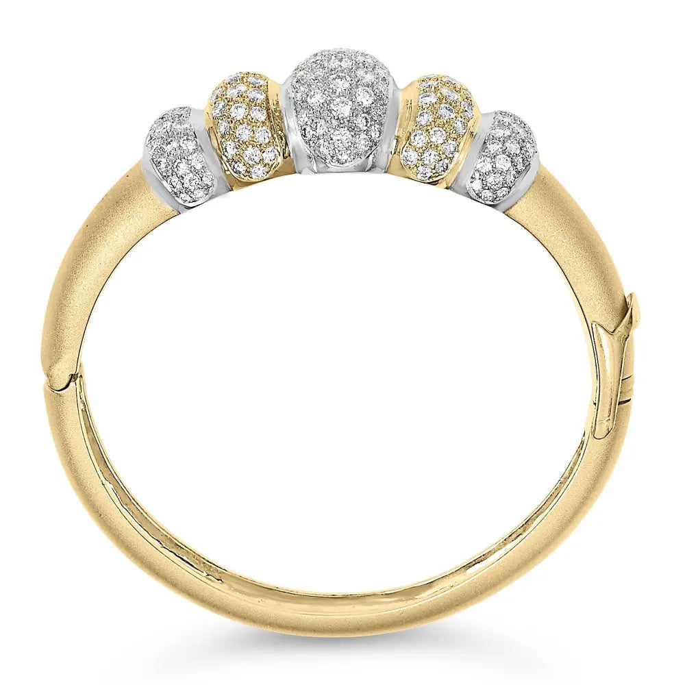 18K Gold 6.00 Cttw Diamond Graduating Dome Bangle Bracelet (G-H Color, VS2-SI1 Clarity) - Bijoux-NYC Direct