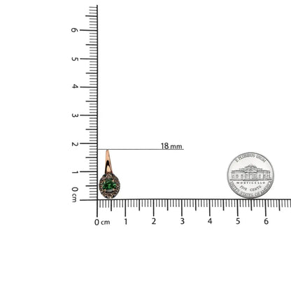 18K Rose and White Gold 3/8 Cttw Round Brown Diamonds and Round Green Tsavorite Gemstone Halo Drop Hoop Earrings (Brown Color, SI1-SI2 Clarity) - Bijoux-NYC Direct