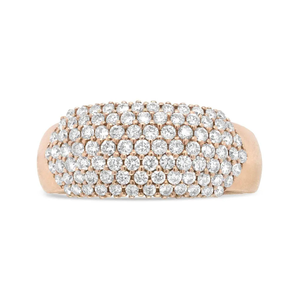 18K Rose Gold 1.00 Cttw Diamond Multi Row Dome Band Ring (F-G Color, VS1-VS2 Clarity) - Bijoux-NYC Direct