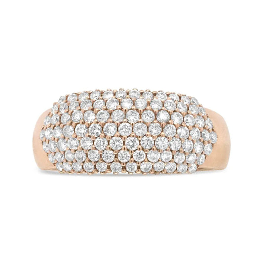 18K Rose Gold 1.00 Cttw Diamond Multi Row Dome Band Ring (F-G Color, VS1-VS2 Clarity) - Bijoux-NYC Direct