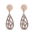 18k rose gold 1.25 cttw diamond spider web teardrop dangle earrings bijoux-nyc direct
