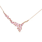 18K Rose Gold 1/2 Cttw Brown Diamond and Multi-Size Oval Pink Sapphire Cluster Cascade Statement Station Necklace (Brown Color, SI1-SI2 Clarity) - Adjustable up to 14" to 16" - Bijoux-NYC Direct