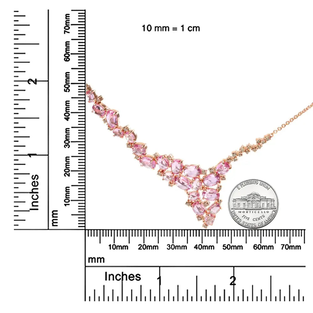 18k rose gold 1/2 cttw brown diamond and pink sapphire cascade necklace bijoux-nyc direct