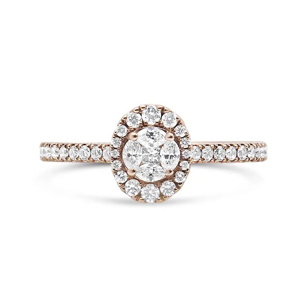 18k rose gold 1/2 cttw composite diamond halo engagement ring bijoux-nyc direct
