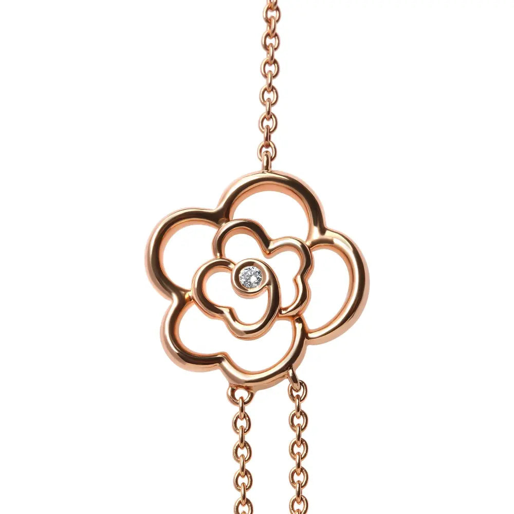 18K Rose Gold 1/2 Cttw Diamond and Freshwater Pearl Double Strand Station Necklace  (G-H Color, SI1-SI2 Clarity) - Adjustable up to 16" to 20" - Bijoux-NYC Direct