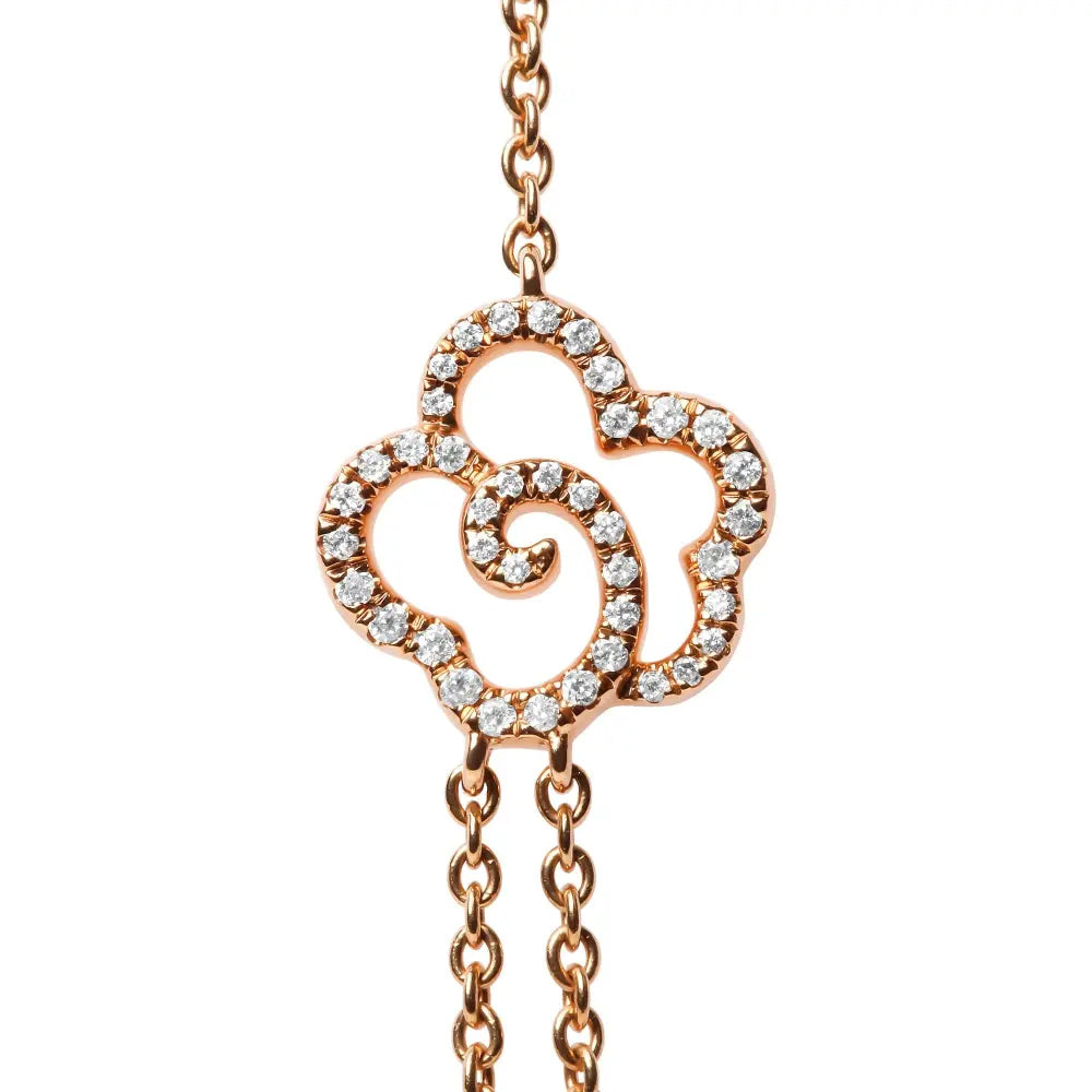 18K Rose Gold 1/2 Cttw Diamond and Freshwater Pearl Double Strand Station Necklace  (G-H Color, SI1-SI2 Clarity) - Adjustable up to 16" to 20" - Bijoux-NYC Direct