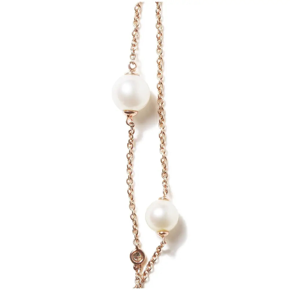 18k rose gold 1/2 cttw diamond and freshwater pearl double strand necklace bijoux-nyc direct