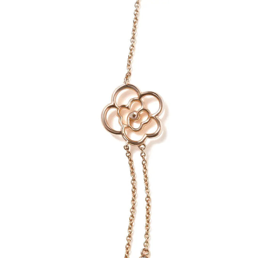 18K Rose Gold 1/2 Cttw Diamond and Freshwater Pearl Double Strand Station Necklace  (G-H Color, SI1-SI2 Clarity) - Adjustable up to 16" to 20" - Bijoux-NYC Direct