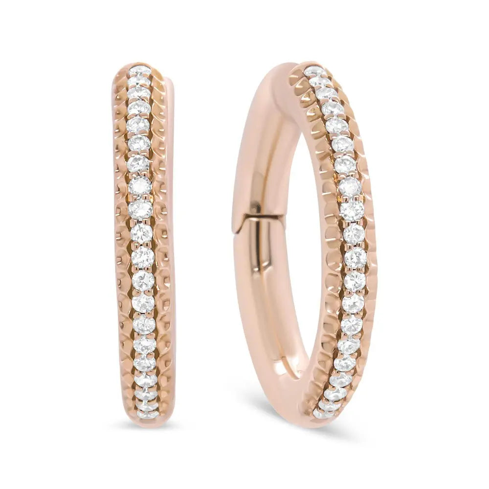 18K Rose Gold 1/3 Cttw Round Cut Diamond Hoop Earrings (F-G Color, VS1-VS2 Clarity) - Bijoux-NYC Direct