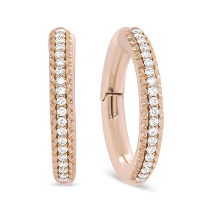 18K Rose Gold 1/3 Cttw Round Cut Diamond Hoop Earrings (F-G Color, VS1-VS2 Clarity) - Bijoux-NYC Direct