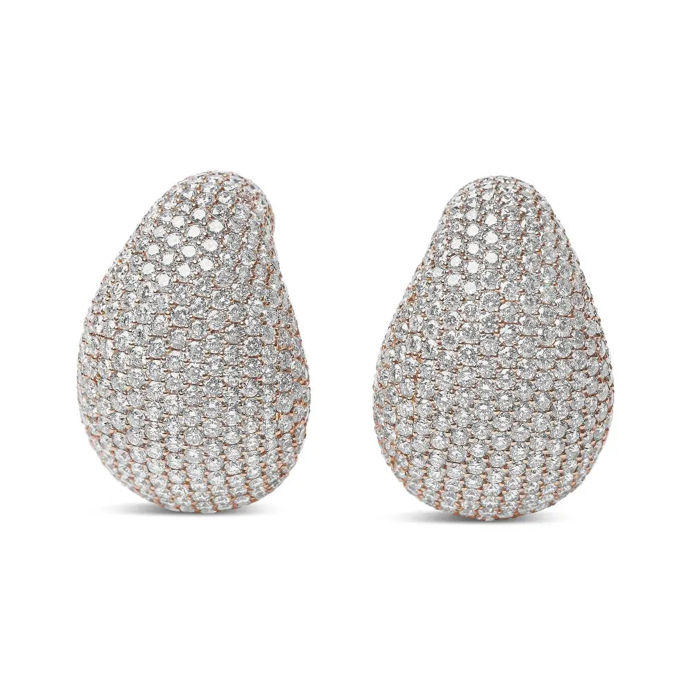 18k rose gold 13 1/5 cttw diamond micro-pave sculptural omega earrings bijoux-nyc direct