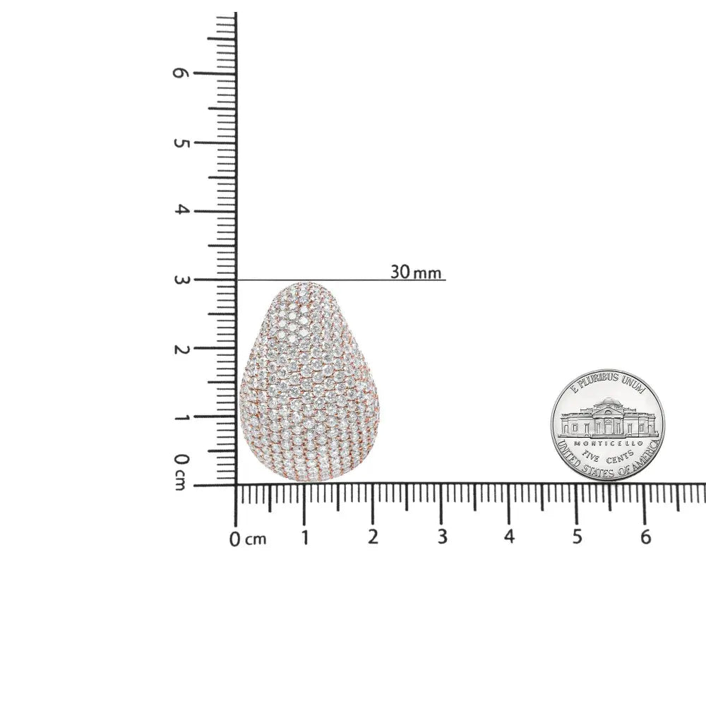 18K Rose Gold 13 1/5 Cttw Micro-Pave Diamond Sculptural Design Statement Omega Back Earrings (G-H Color, SI1-SI2 Clarity) - Bijoux-NYC Direct