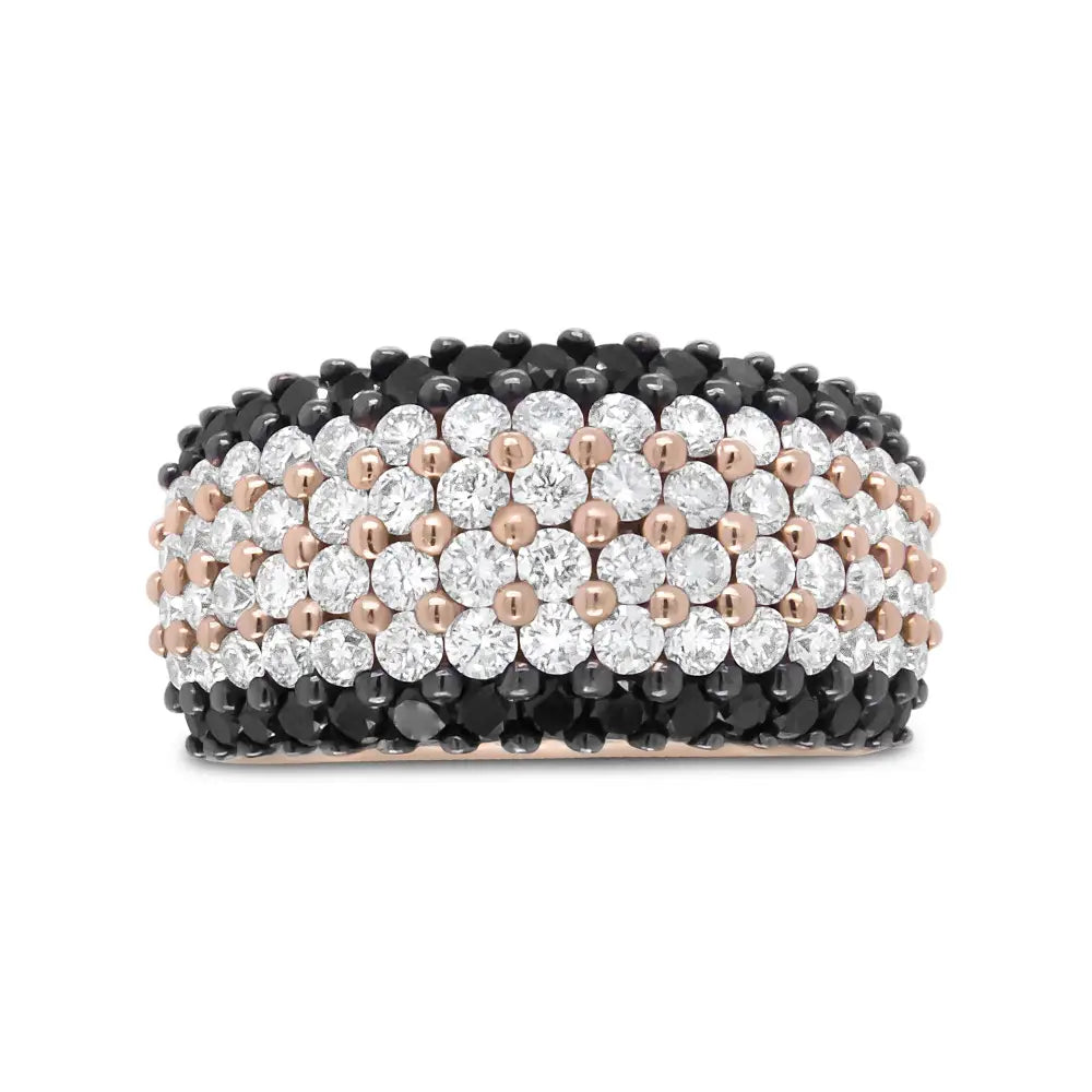 18k rose gold 2 1/5 cttw black and white diamond 6 row band ring bijoux-nyc direct