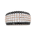18k rose gold 2 1/5 cttw black and white diamond 6 row band ring bijoux-nyc direct