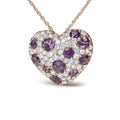 18k rose gold 3/4 cttw diamond and amethyst heart pendant necklace bijoux-nyc direct