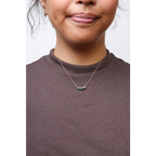18K Rose Gold 3/4 Cttw Pave Diamonds and Graduated Green Tsavorite Gemstone Curved Bar Choker Necklace (G-H Color, SI1-SI2 Clarity) - Adjustable up to 14" - 16.5" - Bijoux-NYC Direct