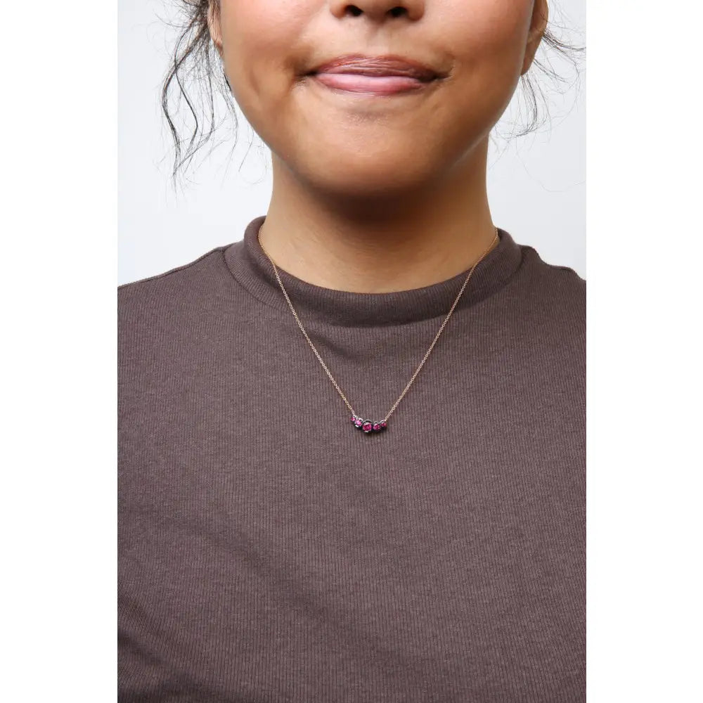 18k rose gold ruby and 3/4 cttw diamond graduated curved bar choker bijoux-nyc direct