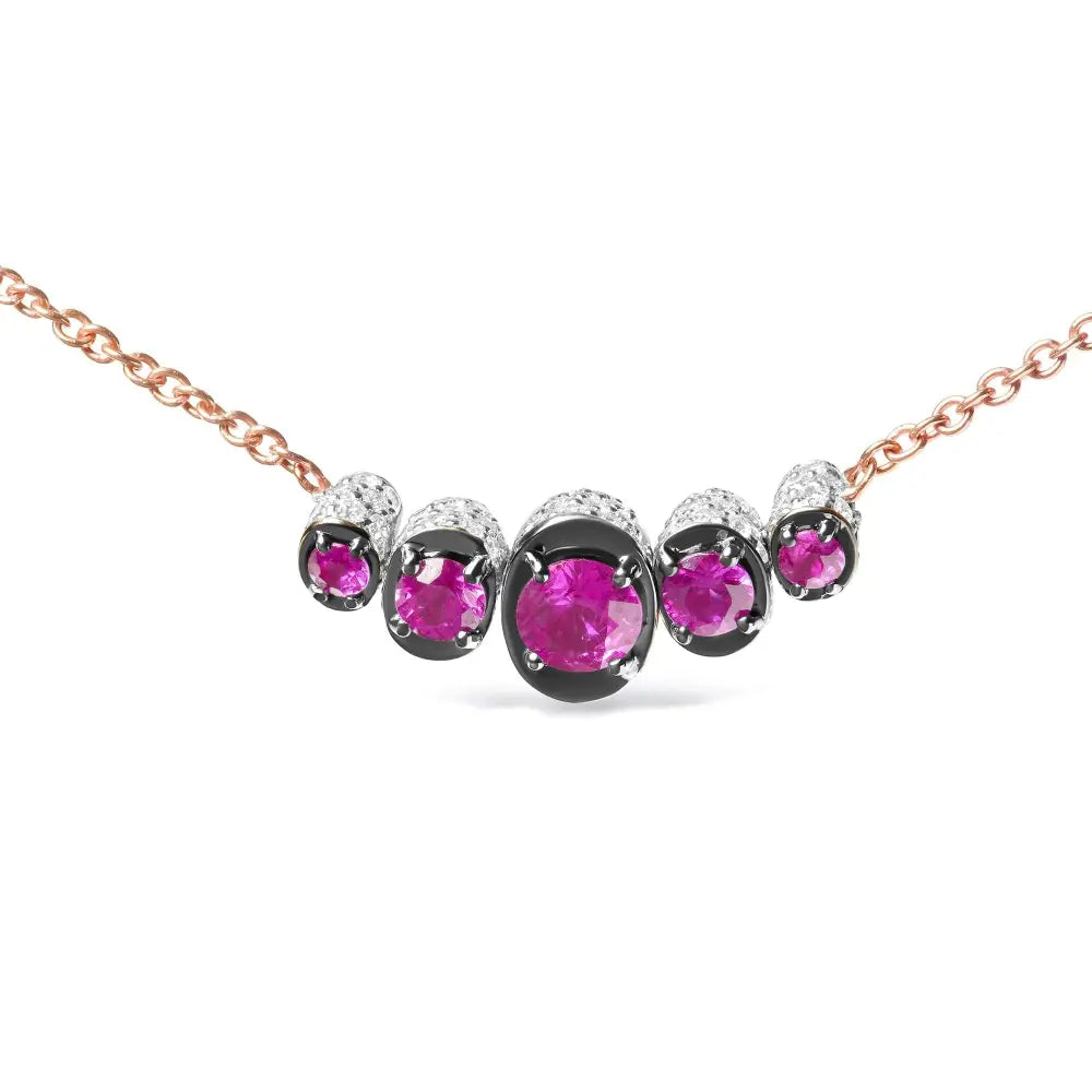 18k rose gold ruby and 3/4 cttw diamond graduated curved bar choker bijoux-nyc direct