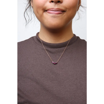 18K Rose Gold 3/4 Cttw Pave Diamonds and Graduated Red Ruby Gemstone Curved Bar Choker Necklace (G-H Color, SI1-SI2 Clarity) - Adjustable up to 14" - 16.5" - Bijoux-NYC Direct