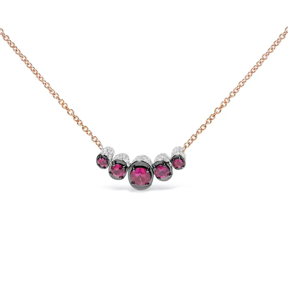18k rose gold ruby and 3/4 cttw diamond graduated curved bar choker bijoux-nyc direct