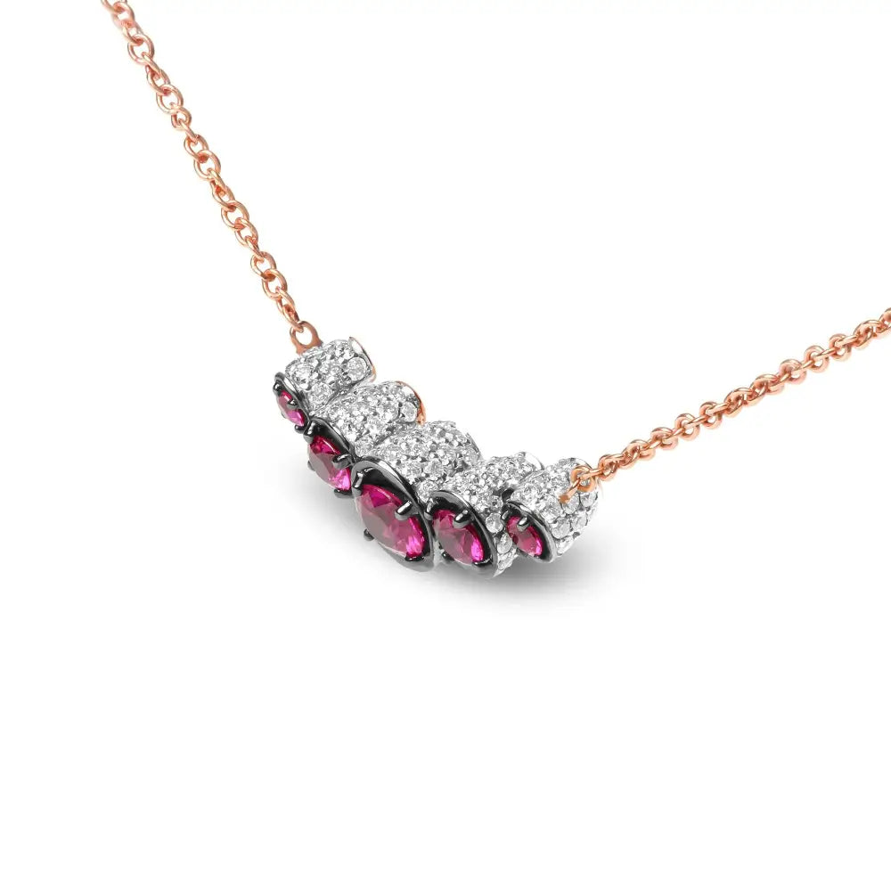 18k rose gold ruby and 3/4 cttw diamond graduated curved bar choker bijoux-nyc direct
