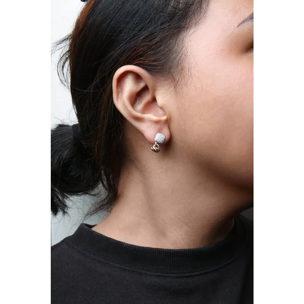 18K Rose Gold 3/4 Cttw Round Diamond Pave Cuban Chain Huggie Earrings (G-H Color, SI1-SI2 Clarity) - Bijoux-NYC Direct