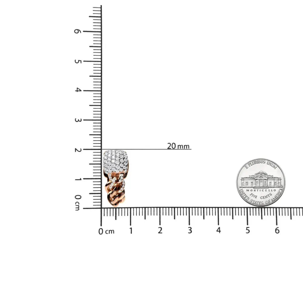 18K Rose Gold 3/4 Cttw Round Diamond Pave Cuban Chain Huggie Earrings (G-H Color, SI1-SI2 Clarity) - Bijoux-NYC Direct