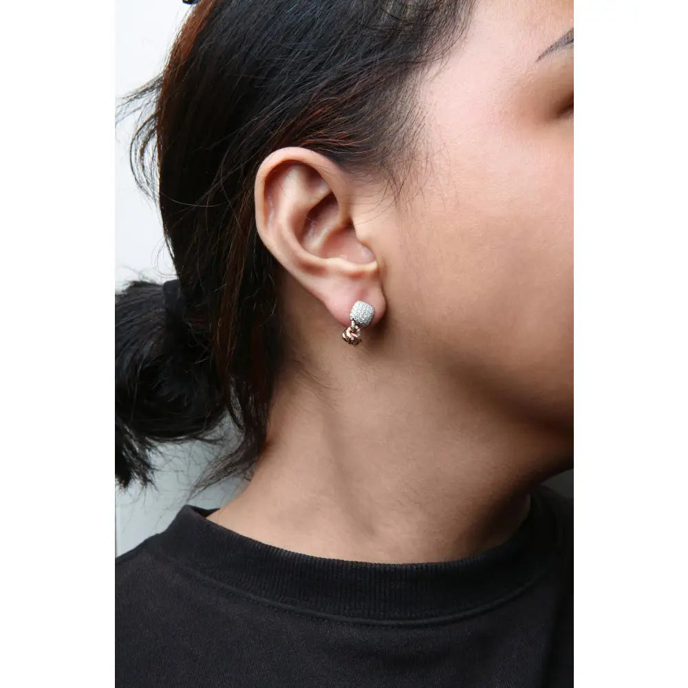 18k rose gold 3/4 cttw diamond cuban chain huggie earrings bijoux-nyc direct