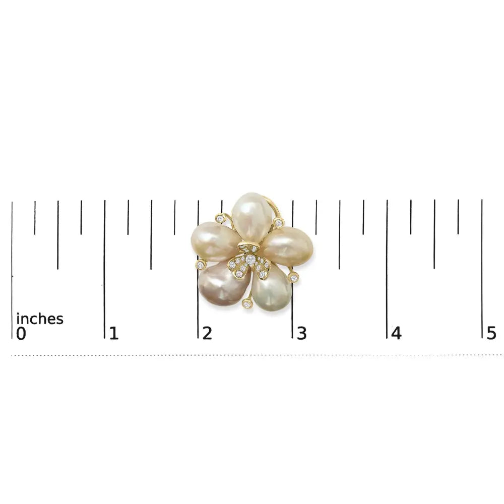 18k rose gold diamond and freshwater pearl blossom stud earrings bijoux-nyc direct