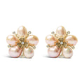 18k rose gold diamond and freshwater pearl blossom stud earrings bijoux-nyc direct