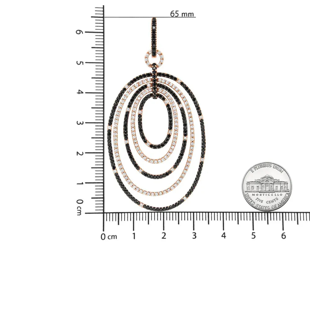 18K Rose Gold 5.00 Cttw Round Black and White Diamond Graduated Hoop Dangle Earrings (Black and F-G Color, VS1-VS2 Clarity) - Bijoux-NYC Direct