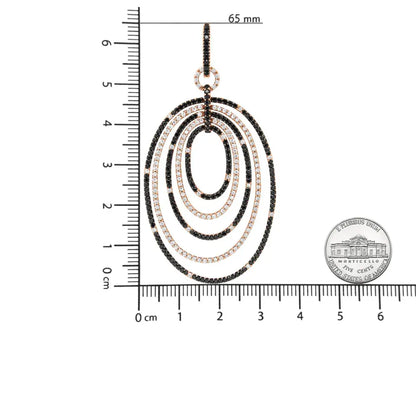 18K Rose Gold 5.00 Cttw Round Black and White Diamond Graduated Hoop Dangle Earrings (Black and F-G Color, VS1-VS2 Clarity) - Bijoux-NYC Direct